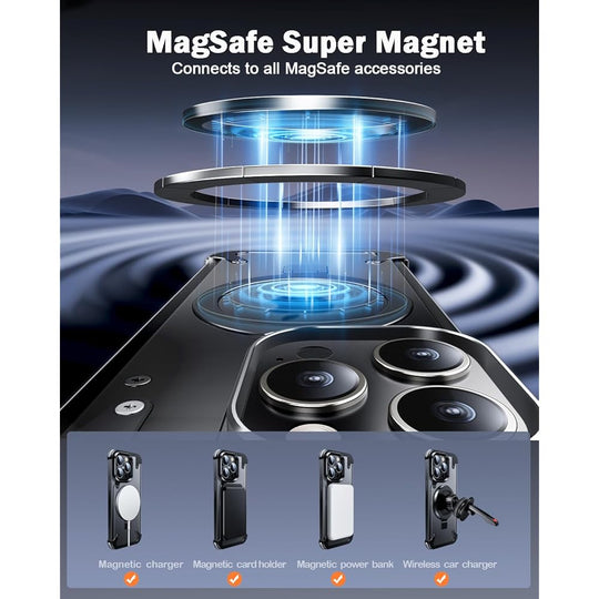 Frameless iPhone Case with Magnetic Kickstand, Ring Holder, Slim Protection