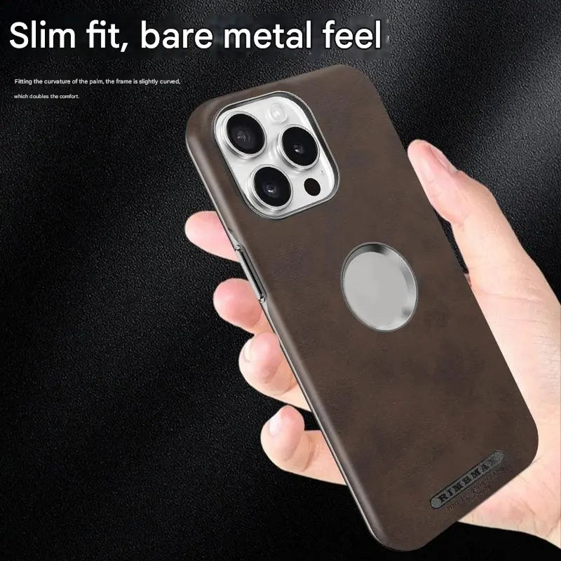 Premium Leather Logo Cut MagSafe Case for iPhone
