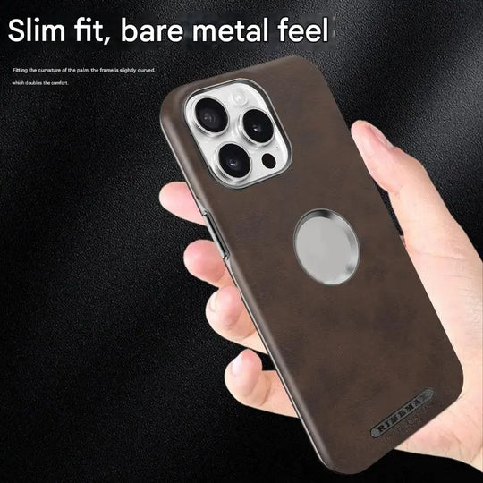 Premium Leather Logo Cut MagSafe Case for iPhone