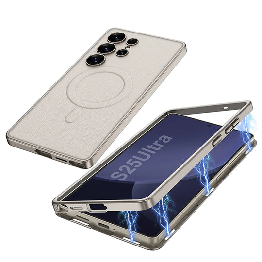 Titanium Leather Magnetic Ring Case - New Arrival.