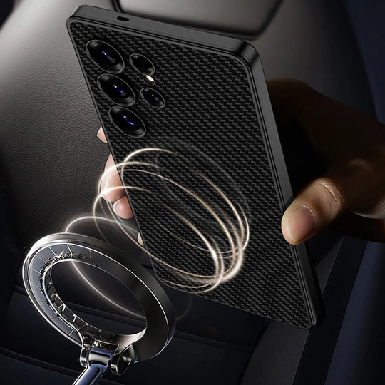 Titanium Leather Magnetic Ring Case - New Arrival.