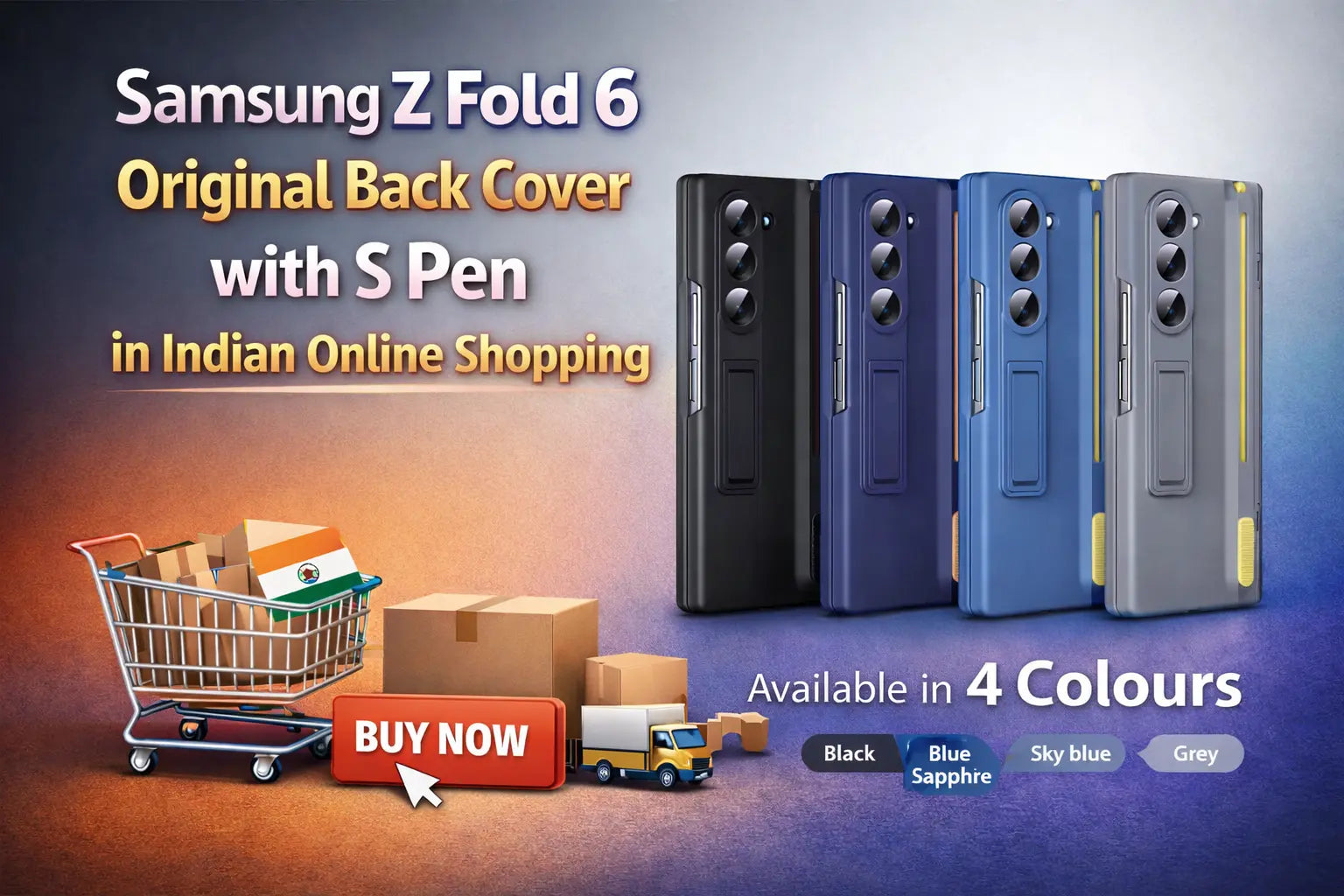 Samsung Z Fold 6 Original Back Cover with S Pen in Indian Online Shopping