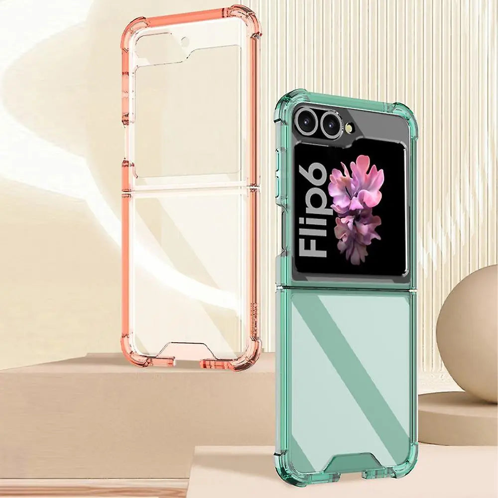 Samsung Galaxy Z Flip 6 Slim Clear Hard PC Case with Shockproof Corners.