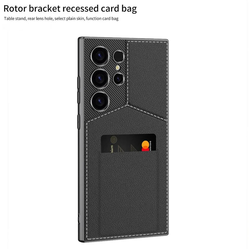 Luxury Magnetic Bracket Card Holder Case - Samsung Galaxy S24Ultra | S23 Ultra.