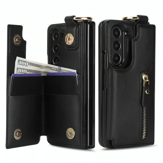 Galaxy Z Fold6 Luxury Ring Buckle Leather Wallet Case