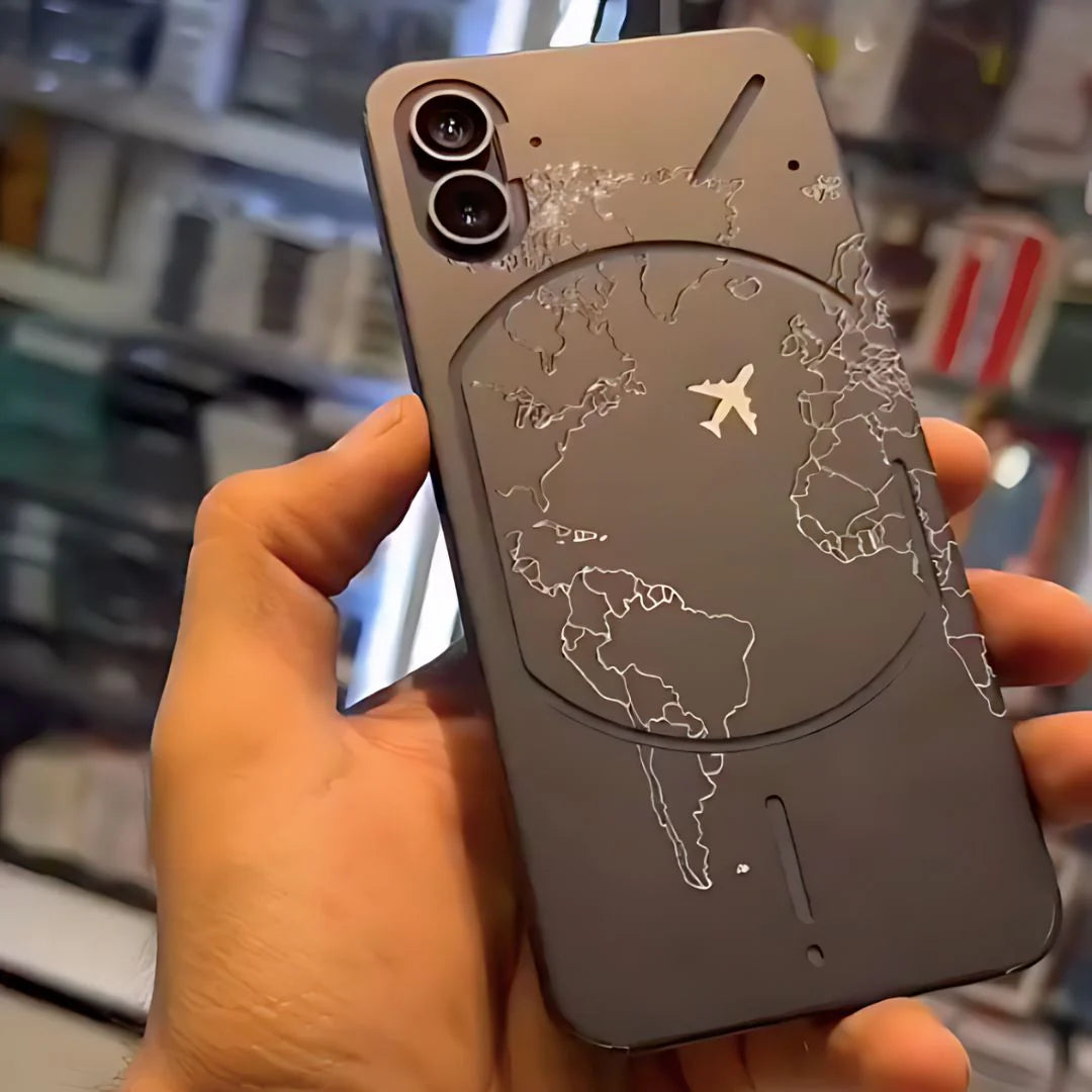 World Map Embossed Leather Phone Case