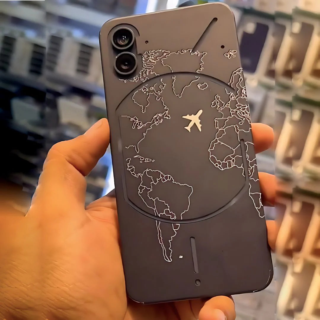 World Map Embossed Leather Phone Case