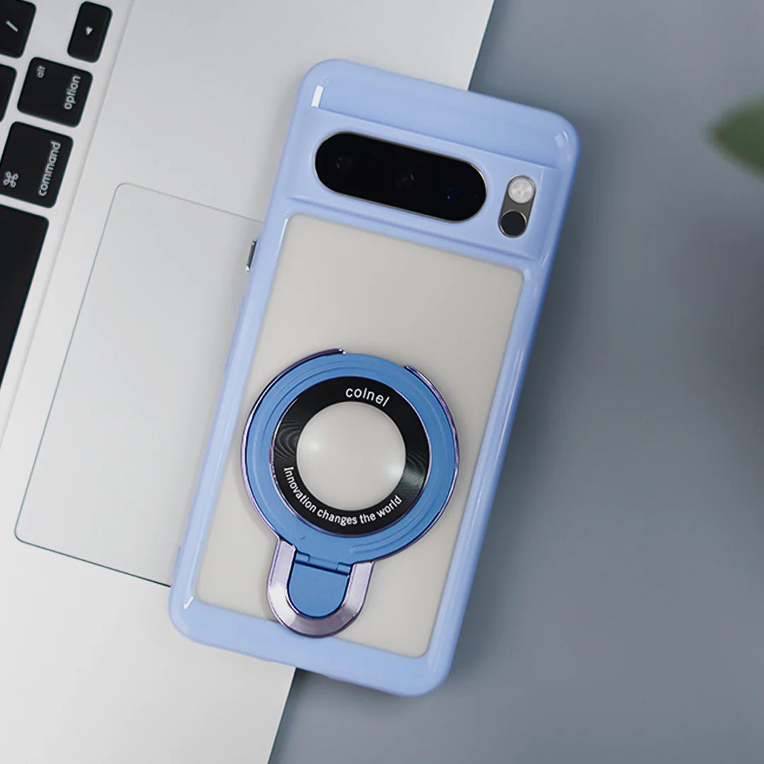 Clear Case with Rotating Ring Stand Feature