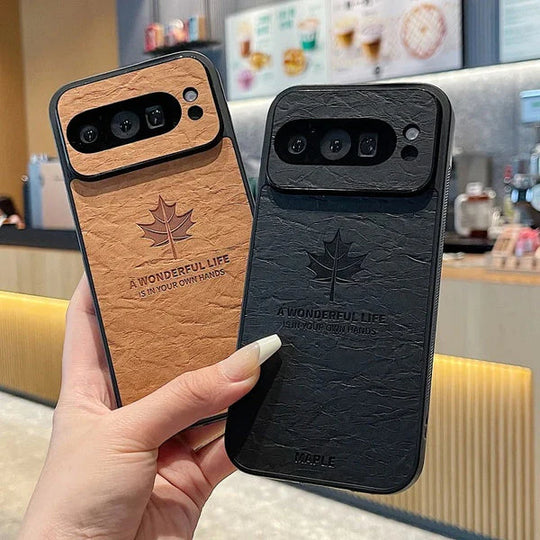 Retro Maple Leaf Embossed Case for a Unique Look