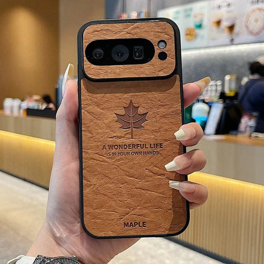 Retro Maple Leaf Embossed Case for a Unique Look