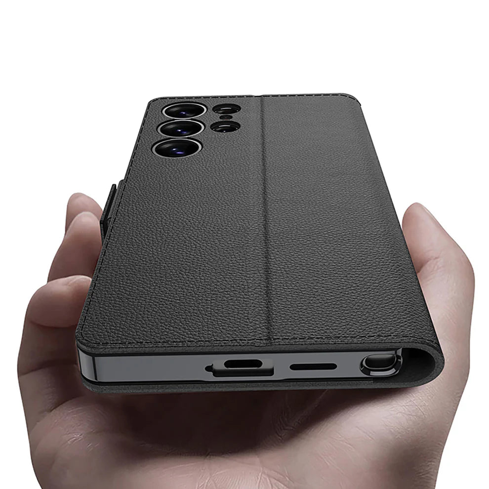 Elegant Leather Flip Case with Magnetic Closure for Samsung
