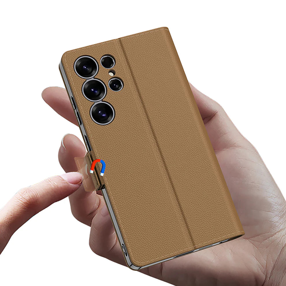 Elegant Leather Flip Case with Magnetic Closure for Samsung