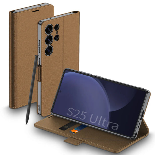 Elegant Leather Flip Case with Magnetic Closure for Samsung