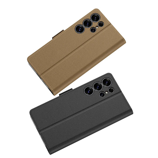 Elegant Leather Flip Case with Magnetic Closure for Samsung