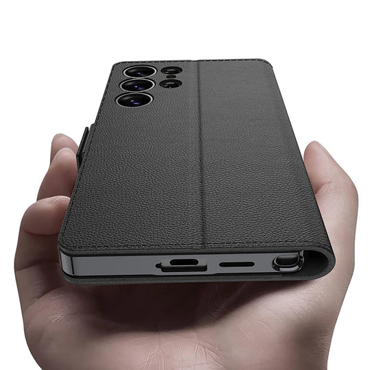 Elegant Leather Flip Case with Magnetic Closure for Samsung