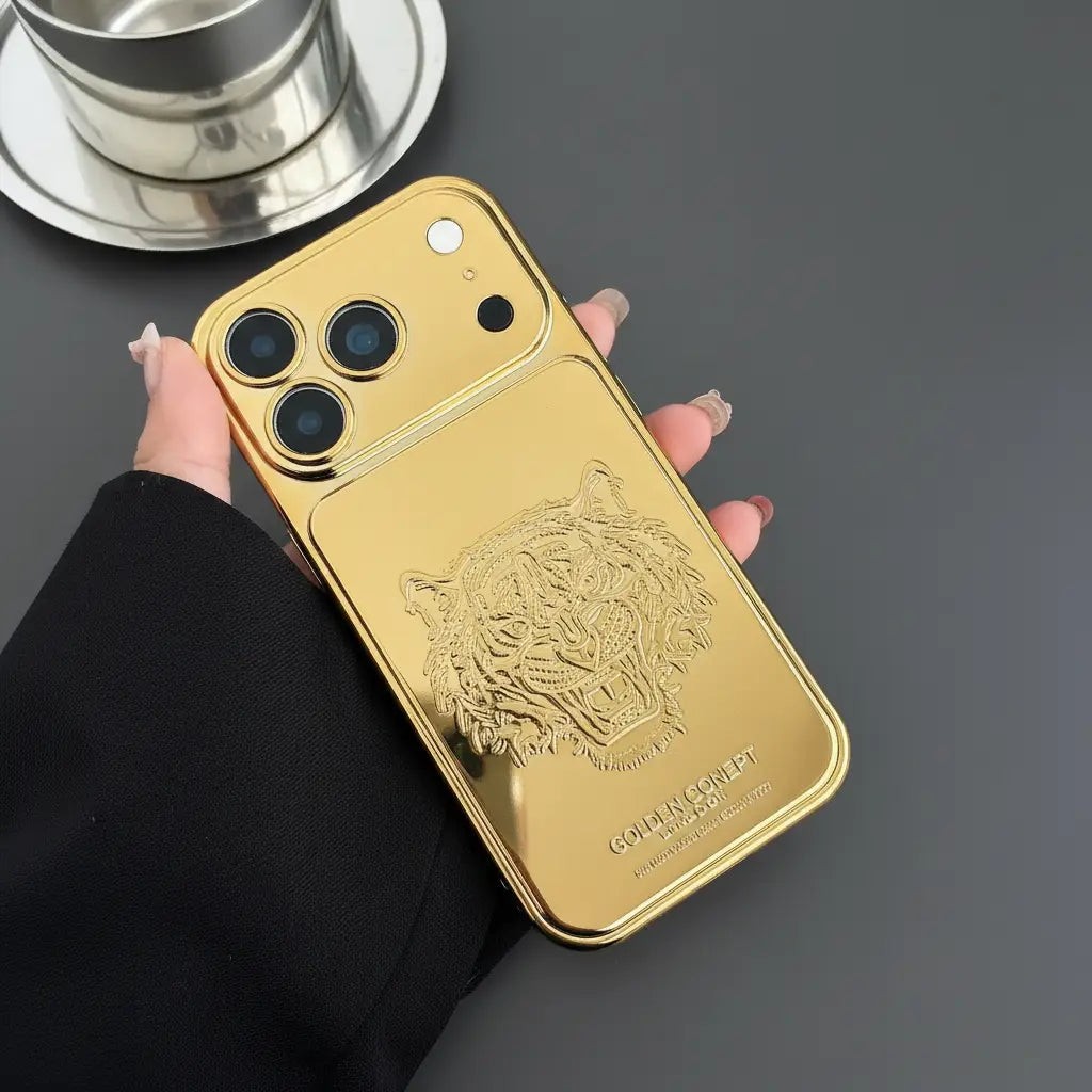Premium golden tiger themed back cover for smartphones