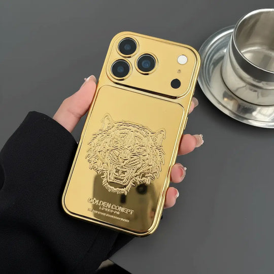 Golden tiger luxury phone back cover with premium glossy finish