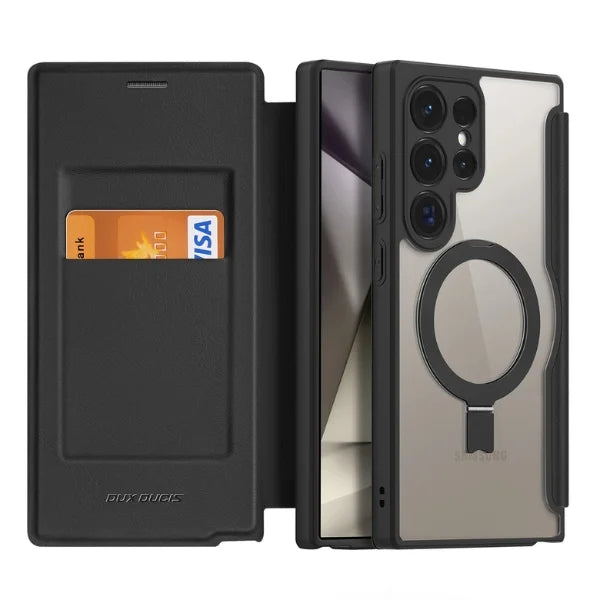 Pro Card Wallet Case with flap and magnetic ring for Samsung S24 Ultra