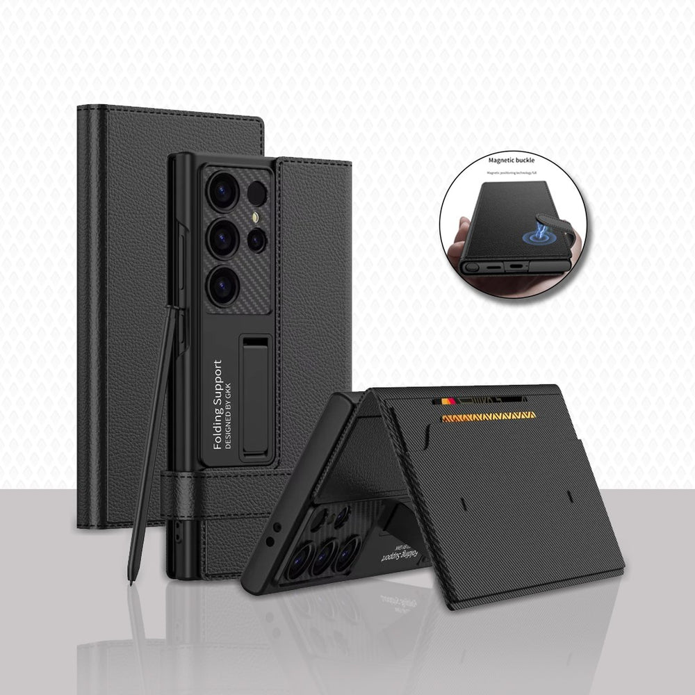 Folding Bracket Card Wallet Case for Samsung - *Luxury Meets Protection*.