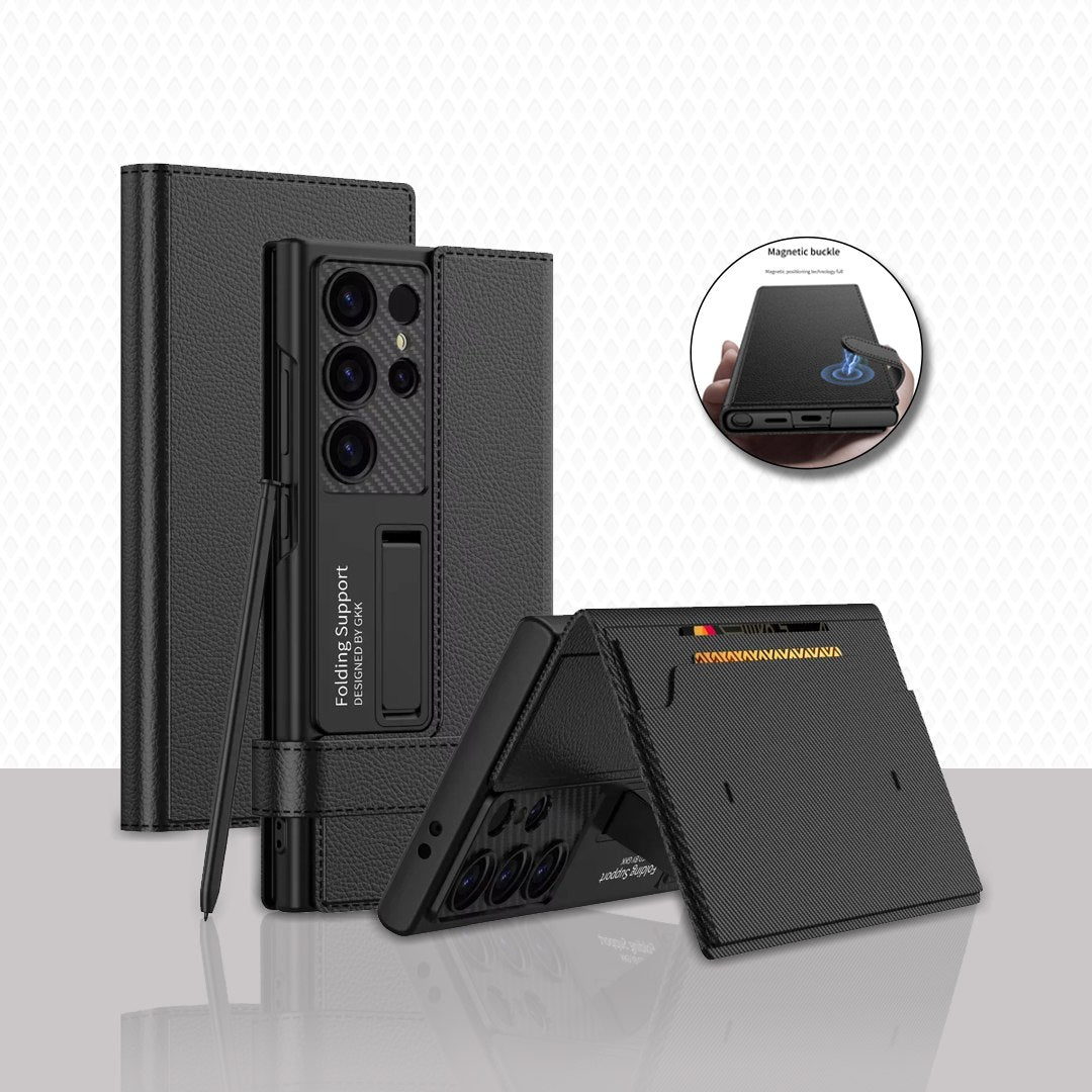 Folding Bracket Card Wallet Case for Samsung - *Luxury Meets Protection*.