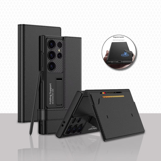 Folding Bracket Card Wallet Case for Samsung - *Luxury Meets Protection*.