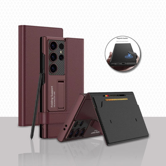 Folding Bracket Card Wallet Case for Samsung - *Luxury Meets Protection*.