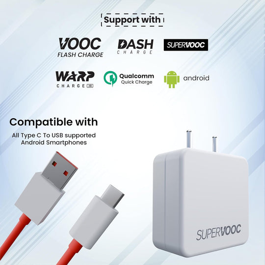 65W SuperVOOC Fast Charger | Type-C USB Fast Charging for All Major Brands