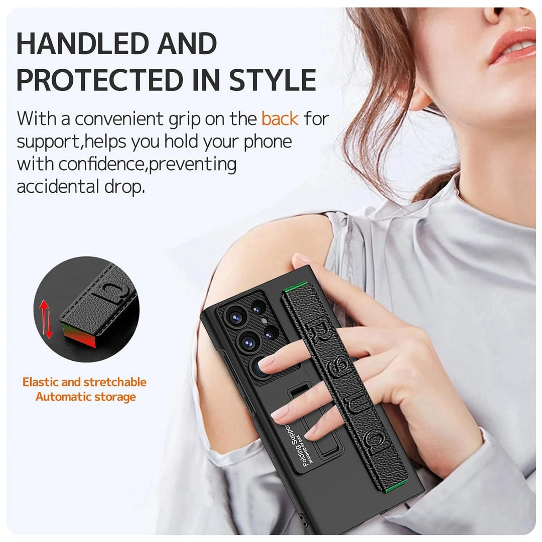 Samsung S24 Ultra Case: Elastic Strap, Adjustable Kickstand, Slim Protection.