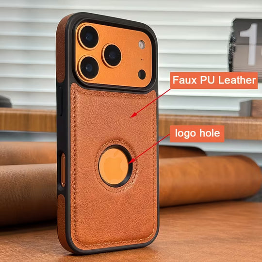 Shockproof leather case with raised camera protectionShockproof leather case with raised camera protection