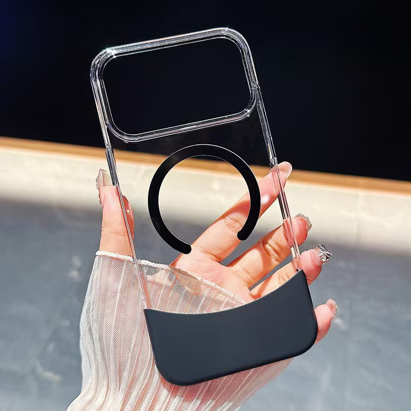 Crystal Clear Ring Holder Case Magnetic Support - black