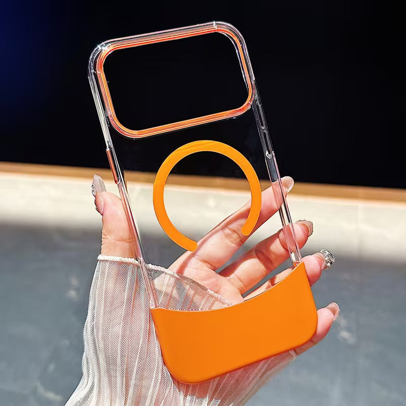 Crystal Clear Ring Holder Case Magnetic Support -orange