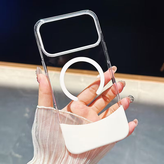 Crystal Clear Ring Holder Case Magnetic Support - white