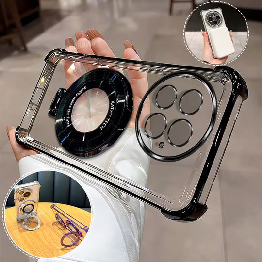 Crystal Clear Magnetic Stand Case with Ring Grip (black)