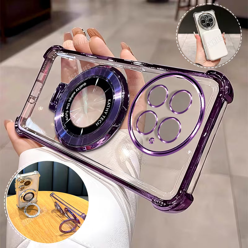 Crystal Clear Magnetic Stand Case with Ring Grip (purple)