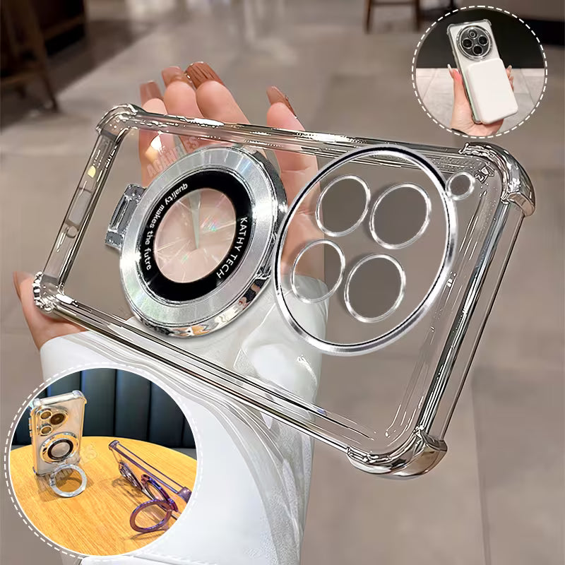 Crystal Clear Magnetic Stand Case with Ring Grip (silver)