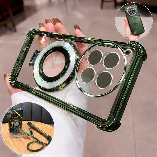 Crystal Clear Magnetic Stand Case with Ring Grip (Green)