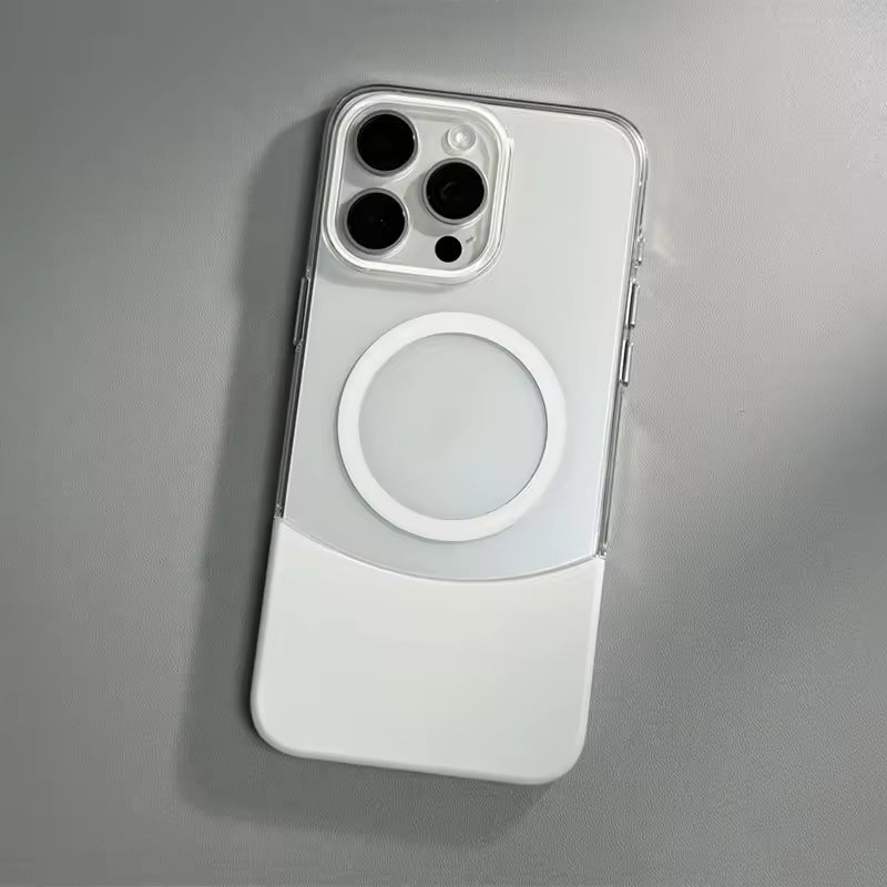 Premium transparent magnetic splicing cover for iPhone -white
