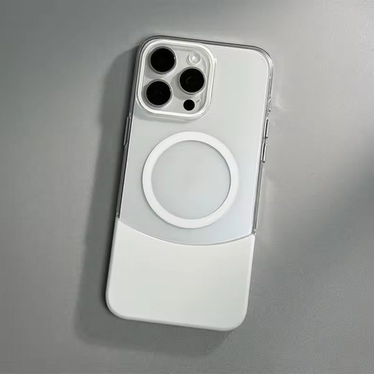Premium transparent magnetic splicing cover for iPhone -white
