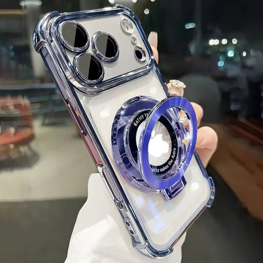 Electroplated Chrome CD Ring Stand Case - blue