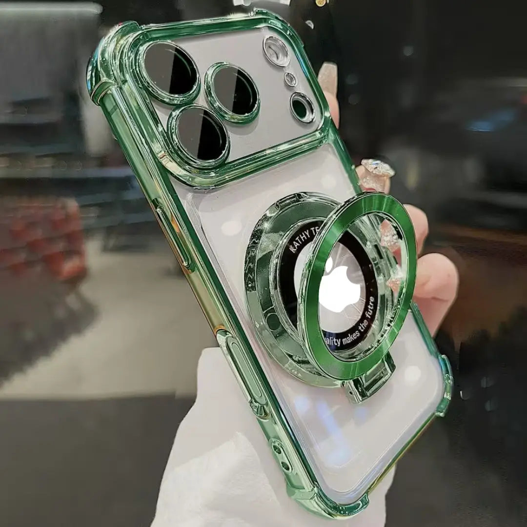 Electroplated Chrome CD Ring Stand Case - green