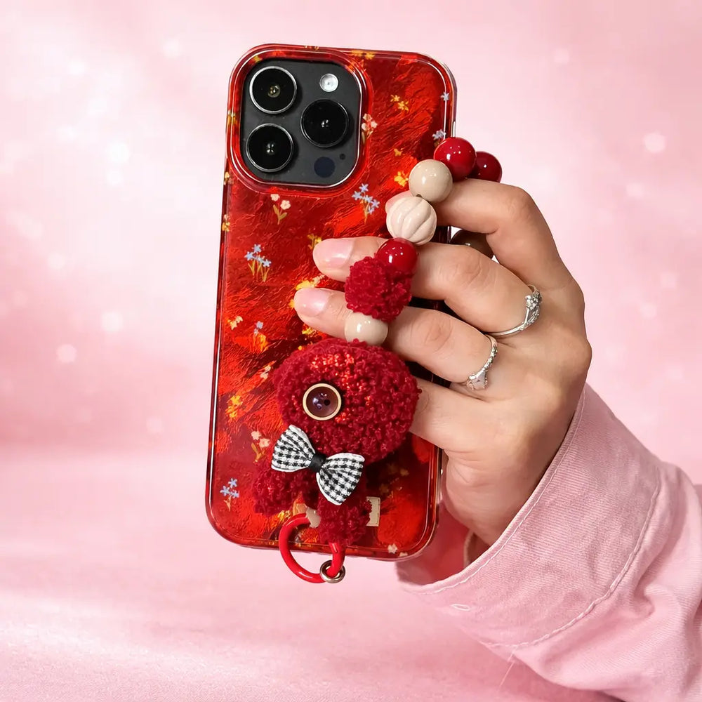 Premium Elegant Floral iPhone Case with Charm