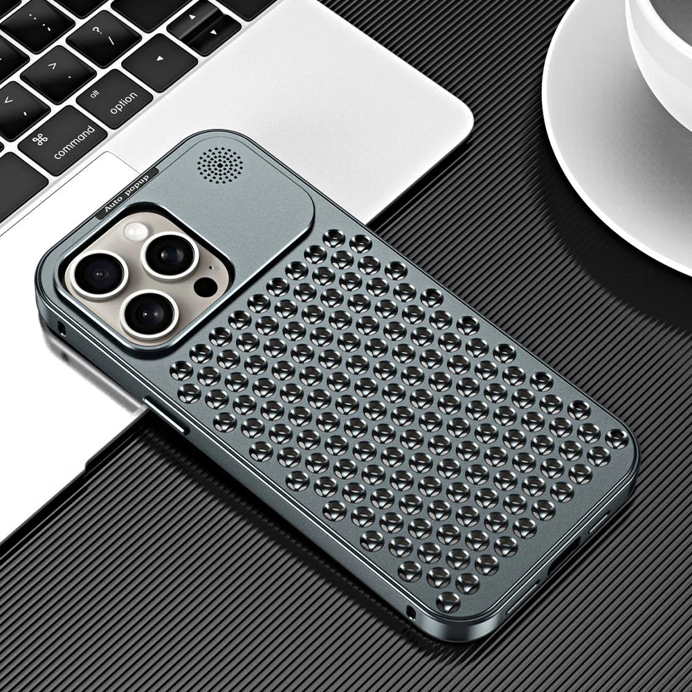 Metallic Hybrid Case with Airflow for iPhone 15 & 14 (Compatible with Pro & Pro Max).