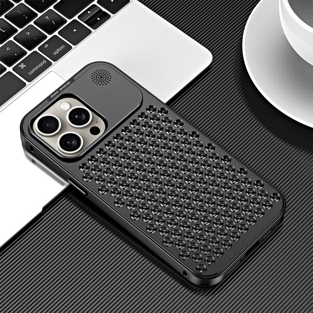 Metallic Hybrid Case with Airflow for iPhone 15 & 14 (Compatible with Pro & Pro Max).