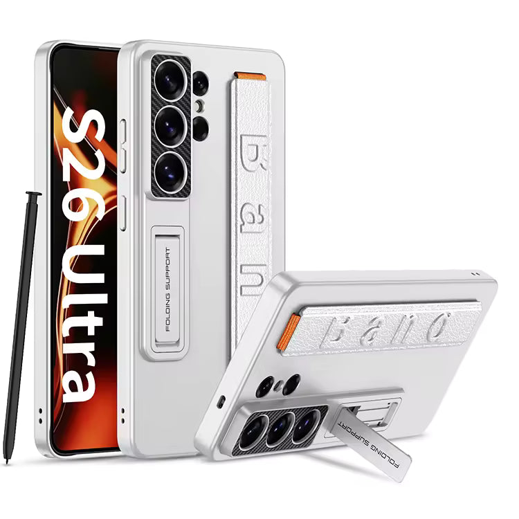 Galaxy S26 Ultra Foldable Wristband Stand Case silver