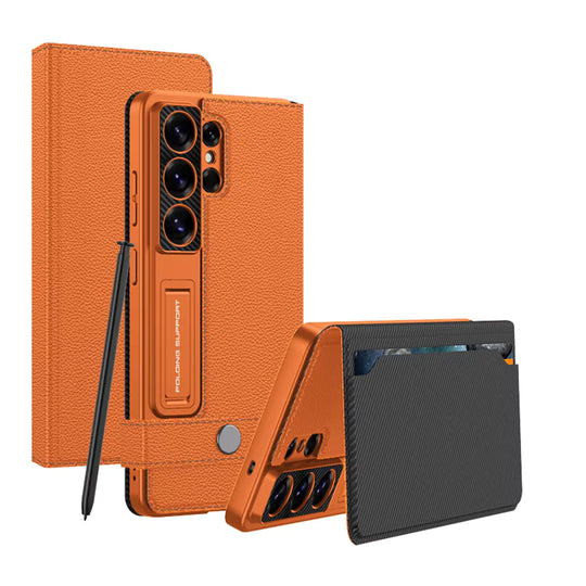 Galaxy S26 Ultra GKK Matte PU Leather Flip Cover orange