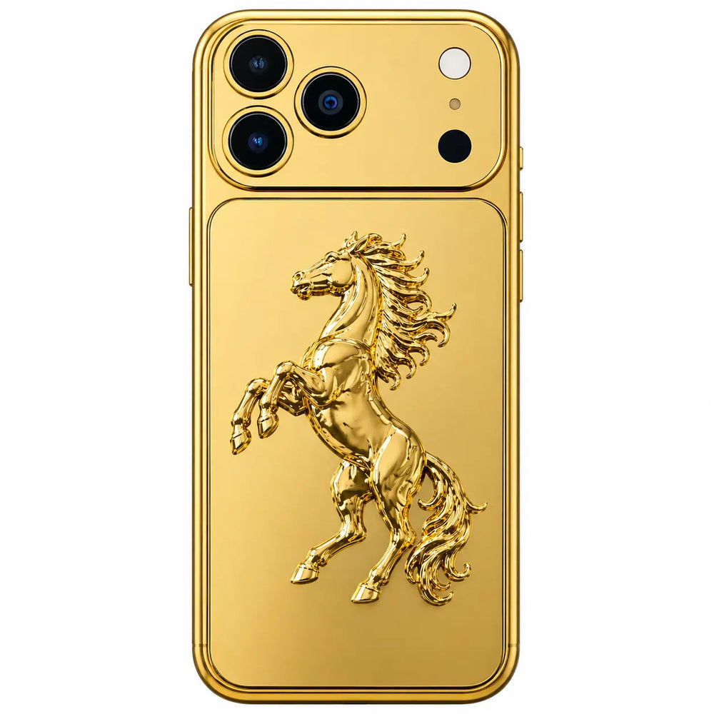 Golden Horse luxury iPhone cover 24K gold plated