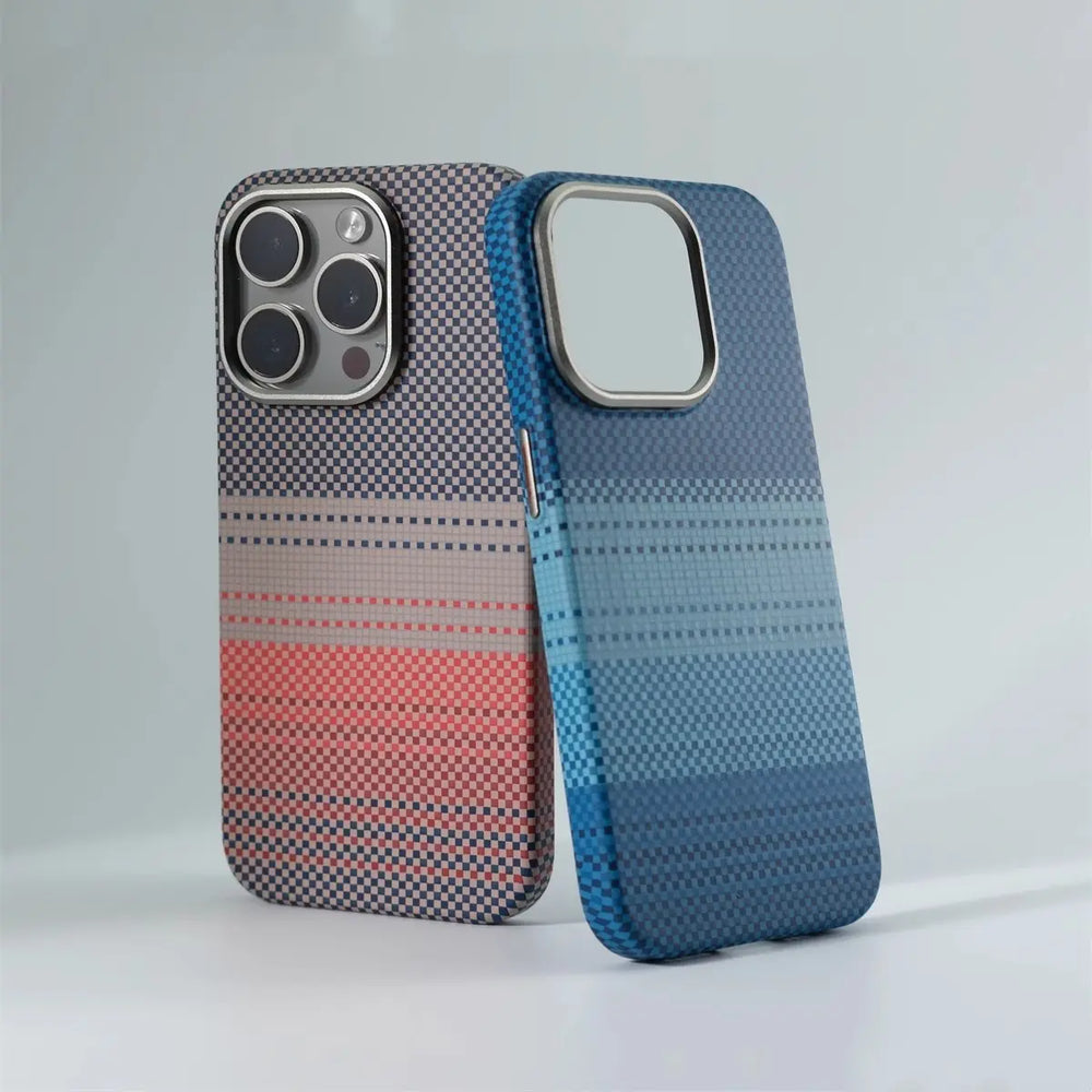 Luxury Pixel Texture Case with Metal Lens Design