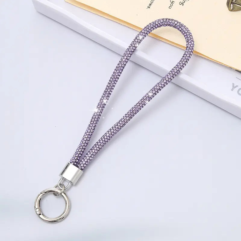 Diamond Inlaid Wrist Strap Keychain - Bag & Car Pendant