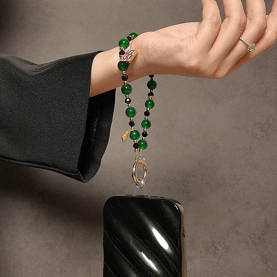 Vintage Imperial Red Beaded Phone Chain.