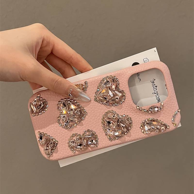 Elegant Crystal-Studded Heart Case